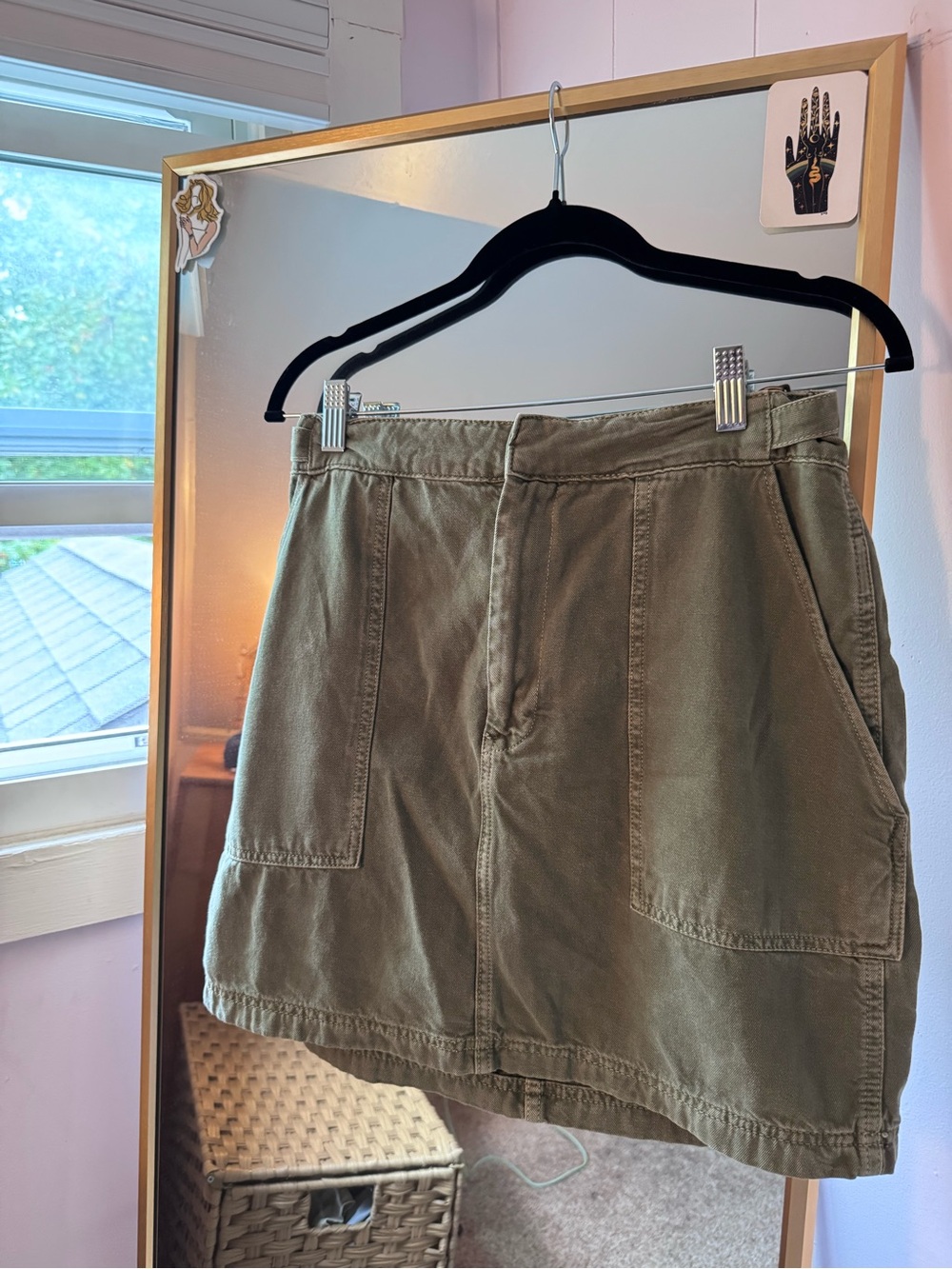 Free People Olive Skirt with Front Pockets & Adjustable waist closures